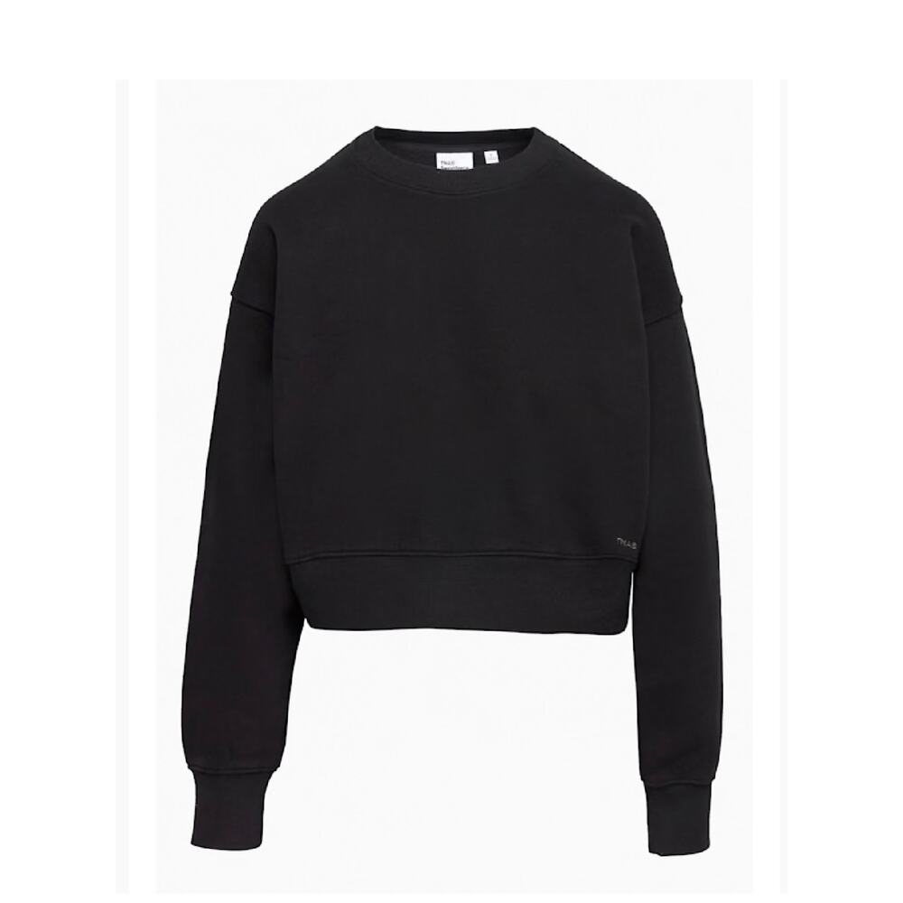 Aritzia Cozy Fleece Boyfriend Boxy Cropped Crewneck Black Medium